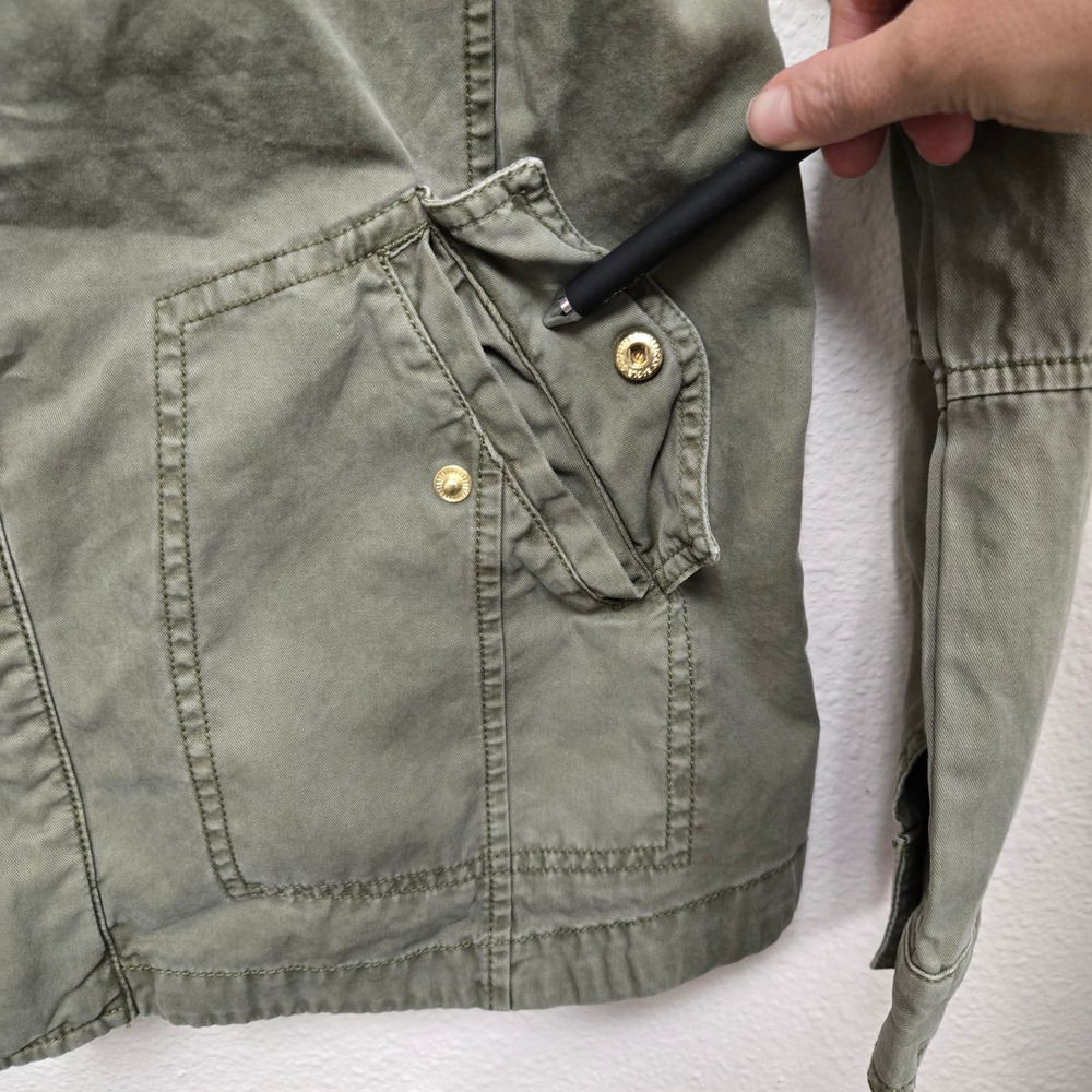 American‎ Eagle Outfitters Olive Green Utility Anorak Jacket Hooded Zip Pockets - Picture 2 of 13